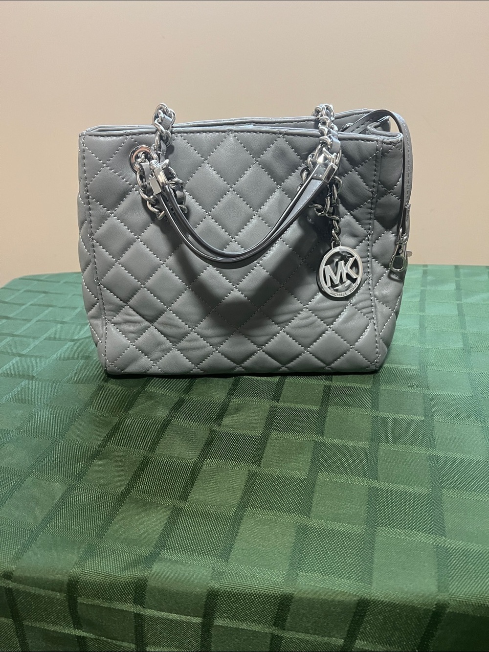 Michael Kors Quilted Gray Chain-Handle Shoulder Bag